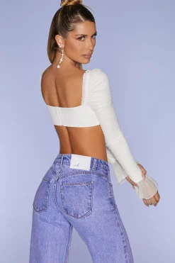 Oh Polly Women'S Clothing Sale - $65 And Under | Women'S Clothing Sale - $40 And Under^Long Sleeve Ruched Crop Top in Ivory