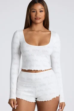 Oh Polly Women'S Clothing Sale - $65 And Under | Women'S Clothing Sale - $40 And Under^Long Sleeve Scoop Neck Pointelle Crop Top in White