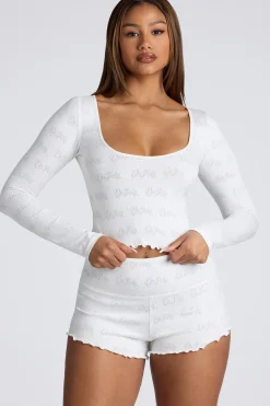 Oh Polly Women'S Clothing Sale - $65 And Under | Women'S Clothing Sale - $40 And Under^Long Sleeve Scoop Neck Pointelle Crop Top in White