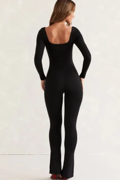 Oh Polly Jumpsuits & Unitards^Long Sleeve Square Neck Jumpsuit in Black