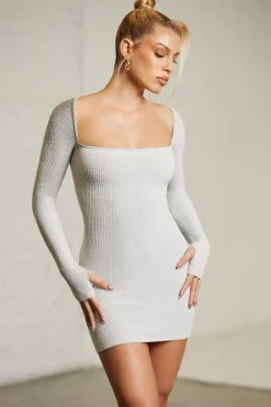 Oh Polly Women'S Clothing Sale - $65 And Under | Women'S Clothing Sale - $40 And Under^Long Sleeve Square Neck Mini Dress in Grey