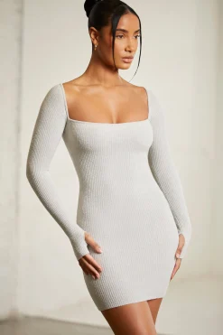 Oh Polly Women'S Clothing Sale - $65 And Under | Women'S Clothing Sale - $40 And Under^Long Sleeve Square Neck Mini Dress in Grey