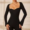 Oh Polly Jumpsuits & Unitards | Elevated Essentials^Long Sleeve Sweetheart Neckline Romper in Black