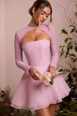 Oh Polly Party Dresses | Birthday^Long Sleeve Tulle Skirt Mini Dress in Dusty Pink DustyPink