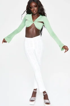 Oh Polly Women'S Clothing Sale - $65 And Under | Women'S Clothing Sale - $40 And Under^Long Sleeve Twist Front Crop Top in Green
