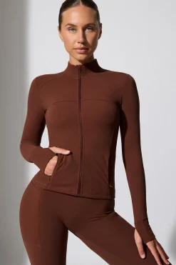 Oh Polly Matching Sets | Tops^Long Sleeve Zip Up Jacket in Chocolate