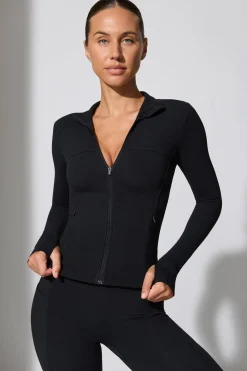 Oh Polly Matching Sets | Tops^Long Sleeve Zip Up Jacket in Black