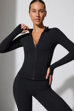 Oh Polly Matching Sets | Tops^Long Sleeve Zip Up Jacket in Black