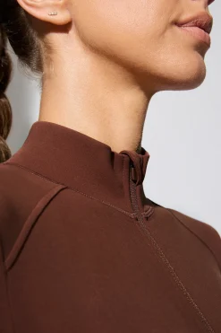 Oh Polly Matching Sets | Tops^Long Sleeve Zip Up Jacket in Chocolate