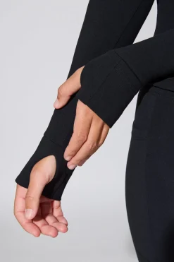 Oh Polly Matching Sets | Tops^Long Sleeve Zip Up Jacket in Black