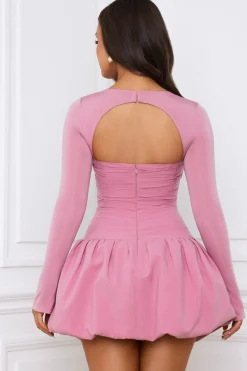 Oh Polly Party Dresses | Birthday^Long-Sleeve Bubble Hem Mini Dress in Mauve