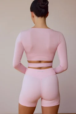 Oh Polly Tops | Tops^Long-Sleeve Wrap Crop Top in Soft Pink SoftPink