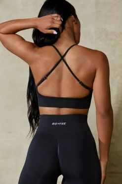 Oh Polly Matching Sets | Sports Bras^Low Back Define Luxe Sports Bra in Black