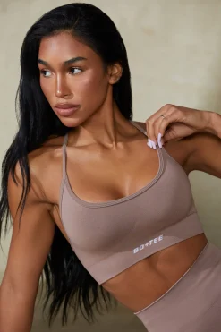 Oh Polly Matching Sets | Sports Bras^Low Back Define Luxe Sports Bra in Mocha