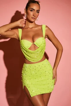 Oh Polly Women'S Clothing Sale - $65 And Under | Party Dresses^Low Plunge Neck Crop Top in Lime