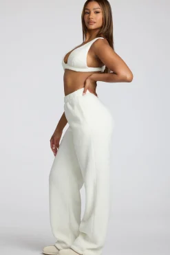 Oh Polly Lounge & Intimates | Bottoms^Low Rise Straight Leg Fleece Joggers in White