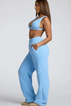 Oh Polly Lounge & Intimates | Bottoms^Low Rise Straight Leg Fleece Joggers in Baby Blue BabyBlue