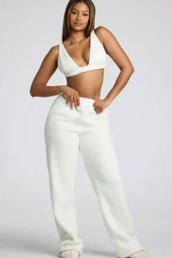 Oh Polly Lounge & Intimates | Bottoms^Low Rise Straight Leg Fleece Joggers in White