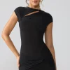 Oh Polly Fall Outfits^Mesh Cap Sleeve Cut Out Mini Dress in Black