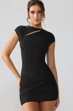 Oh Polly Fall Outfits^Mesh Cap Sleeve Cut Out Mini Dress in Black