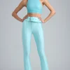 Oh Polly Women'S Clothing Sale - $65 And Under | Women'S Clothing Sale - $40 And Under^Metallic Belted Mid-Rise Flared Trousers in Ice Blue IceBlue
