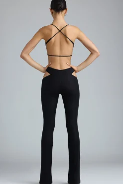 Oh Polly Women'S Clothing Sale - $65 And Under | Women'S Clothing Sale - $40 And Under^Metallic Cut-Out Low-Rise Flared Trousers in Black