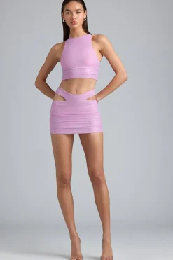 Oh Polly Women'S Clothing Sale - $65 And Under | Women'S Clothing Sale - $40 And Under^Metallic Cut-Out Low-Rise Mini Skirt in Violet Pink VioletPink