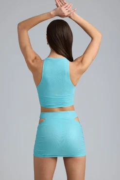 Oh Polly Women'S Clothing Sale - $65 And Under | Women'S Clothing Sale - $40 And Under^Metallic Cut-Out Low-Rise Mini Skirt in Ice Blue IceBlue