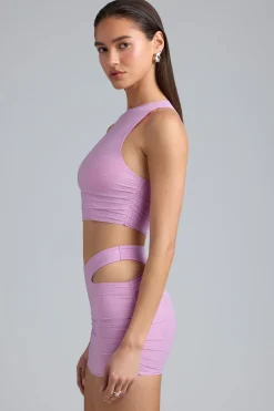 Oh Polly Women'S Clothing Sale - $65 And Under | Women'S Clothing Sale - $40 And Under^Metallic Cut-Out Low-Rise Mini Skirt in Violet Pink VioletPink