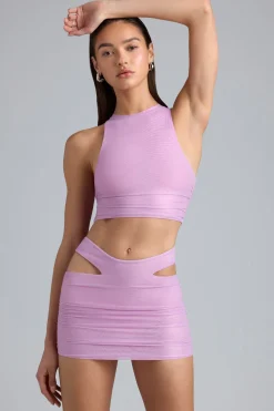 Oh Polly Women'S Clothing Sale - $65 And Under | Women'S Clothing Sale - $40 And Under^Metallic Cut-Out Low-Rise Mini Skirt in Violet Pink VioletPink