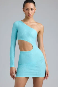 Oh Polly Women'S Clothing Sale - $65 And Under | Women'S Clothing Sale - $40 And Under^Metallic Cut-Out One-Shoulder Mini Dress in Ice Blue IceBlue
