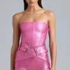 Oh Polly Women'S Clothing Sale - $65 And Under^Metallic Denim Belted Corset Playsuit in Deep Pink DeepPink