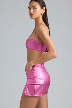 Oh Polly Women'S Clothing Sale - $65 And Under | Women'S Clothing Sale - $40 And Under^Metallic Denim Cropped Bralette in Deep Pink DeepPink