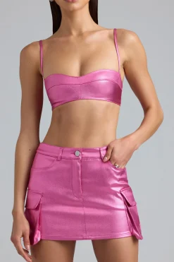 Oh Polly Women'S Clothing Sale - $65 And Under | Women'S Clothing Sale - $40 And Under^Metallic Denim Cropped Bralette in Deep Pink DeepPink