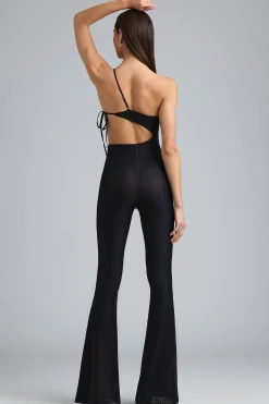 Oh Polly Women'S Clothing Sale - $65 And Under | Women'S Clothing Sale - $40 And Under^Metallic Ruched Cut-Out Flared Jumpsuit in Black