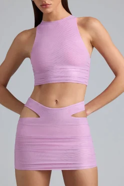 Oh Polly Women'S Clothing Sale - $40 And Under | Women'S Clothing Sale - $65 And Under^Metallic Ruched High-Neck Top in Violet Pink VioletPink