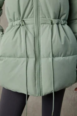 Oh Polly Coats^Mid Length Hooded Puffer Coat in Iceberg Green IcebergGreen