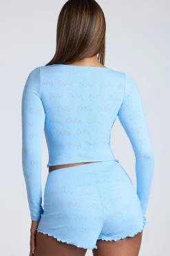 Oh Polly Women'S Clothing Sale - $65 And Under | Women'S Clothing Sale - $40 And Under^Mid Rise Pointelle Mini Shorts in Baby Blue BabyBlue