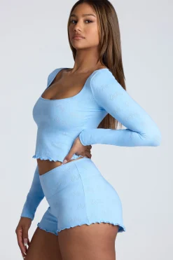 Oh Polly Women'S Clothing Sale - $65 And Under | Women'S Clothing Sale - $40 And Under^Mid Rise Pointelle Mini Shorts in Baby Blue BabyBlue