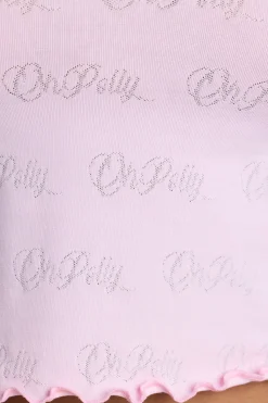 Oh Polly Lounge & Intimates | Bottoms^Mid Rise Pointelle Mini Shorts in Baby Pink BabyPink