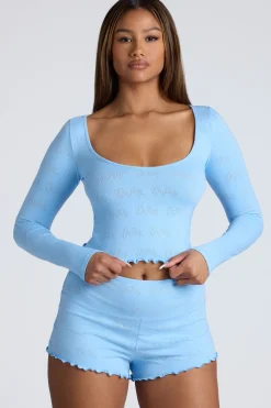 Oh Polly Women'S Clothing Sale - $65 And Under | Women'S Clothing Sale - $40 And Under^Mid Rise Pointelle Mini Shorts in Baby Blue BabyBlue
