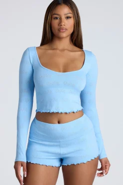 Oh Polly Women'S Clothing Sale - $65 And Under | Women'S Clothing Sale - $40 And Under^Mid Rise Pointelle Mini Shorts in Baby Blue BabyBlue