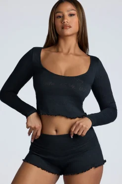 Oh Polly Women'S Clothing Sale - $65 And Under | Women'S Clothing Sale - $40 And Under^Mid Rise Pointelle Mini Shorts in Black