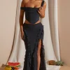 Oh Polly Skirts & Skorts | Co-Ords^Mid Rise Ruffle Detail Maxi Skirt in Black