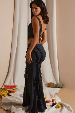Oh Polly Skirts & Skorts | Co-Ords^Mid Rise Ruffle Detail Maxi Skirt in Black