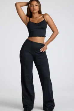 Oh Polly Women'S Clothing Sale - $65 And Under | Women'S Clothing Sale - $40 And Under^Mid Rise Straight Leg Pointelle Trousers in Black