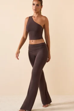 Oh Polly Bottoms | Co-Ords^Mid Rise Straight Leg Trousers in Chocolate Brown