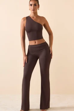 Oh Polly Bottoms | Co-Ords^Mid Rise Straight Leg Trousers in Chocolate Brown