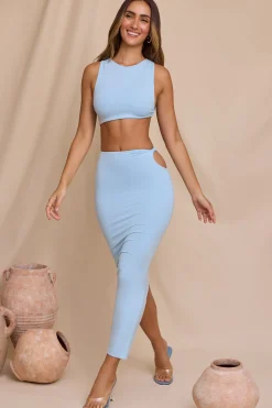 Oh Polly Skirts & Skorts^Mid Rise Twist Maxi Skirt in Sky Blue SkyBlue