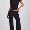Oh Polly Bottoms | Co-Ords^Mid Rise Wide Leg Trousers in Black